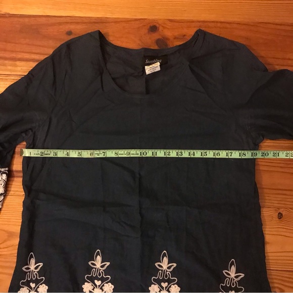 Sassybling Navy White Embroidered Tunic Dress, EUC, S - Picture 7 of 11